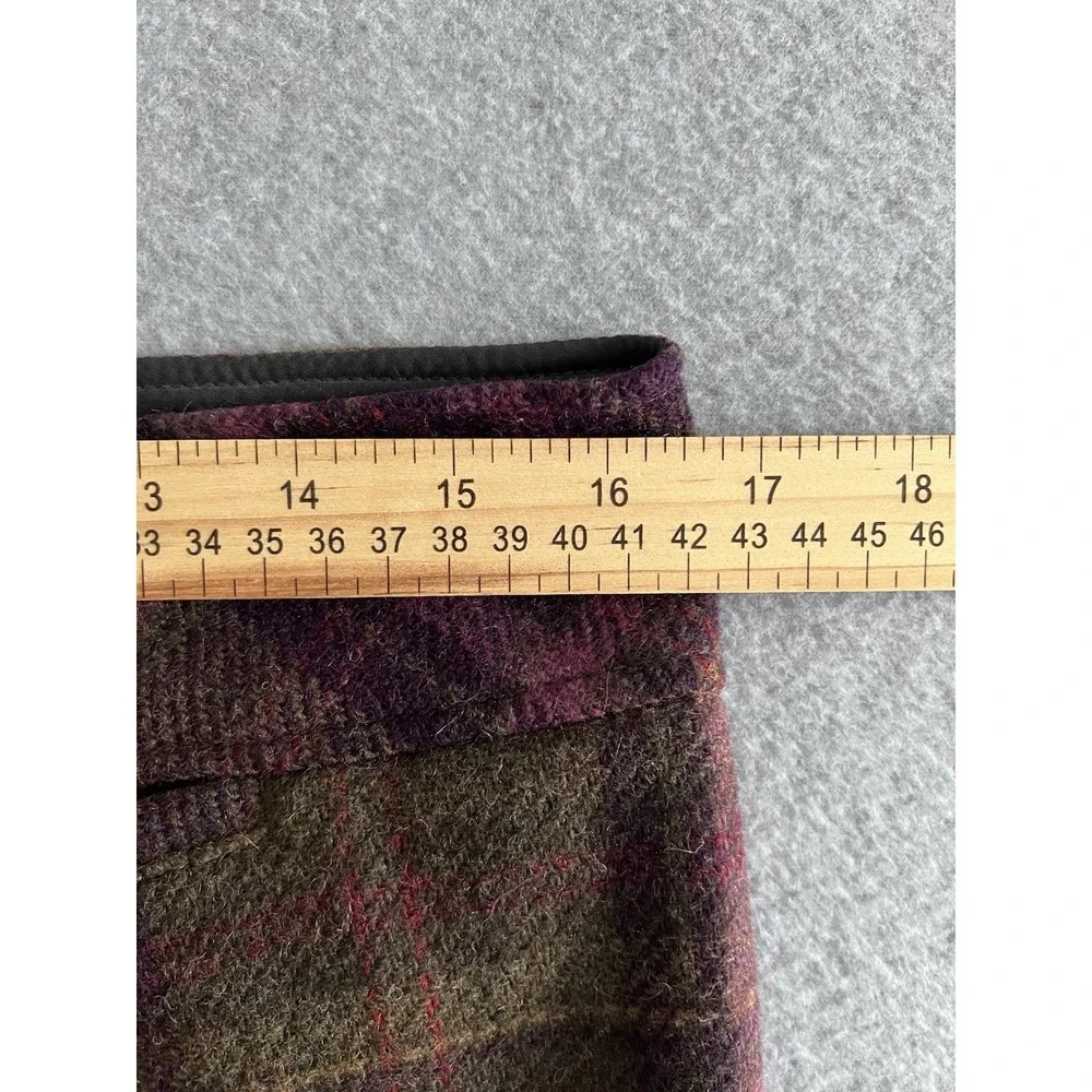 LL Bean Wool Plaid Skirt Women's 10 Purple Green Side Slit Zip Y2K Retro Vintage - Picture 12 of 12